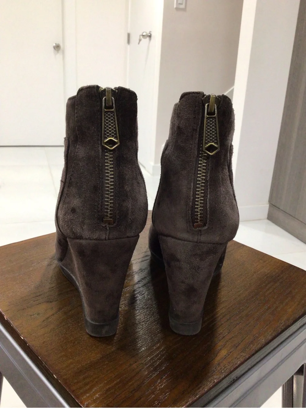Donald J. Pliner Brown Suede Wedge Ankle Boots